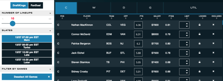 nhl lineups